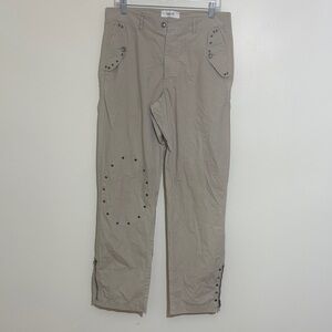 Gaudi Utility Cargo Pants Beige Graphic Detail Size 48 / 32 Streetwear Y2K